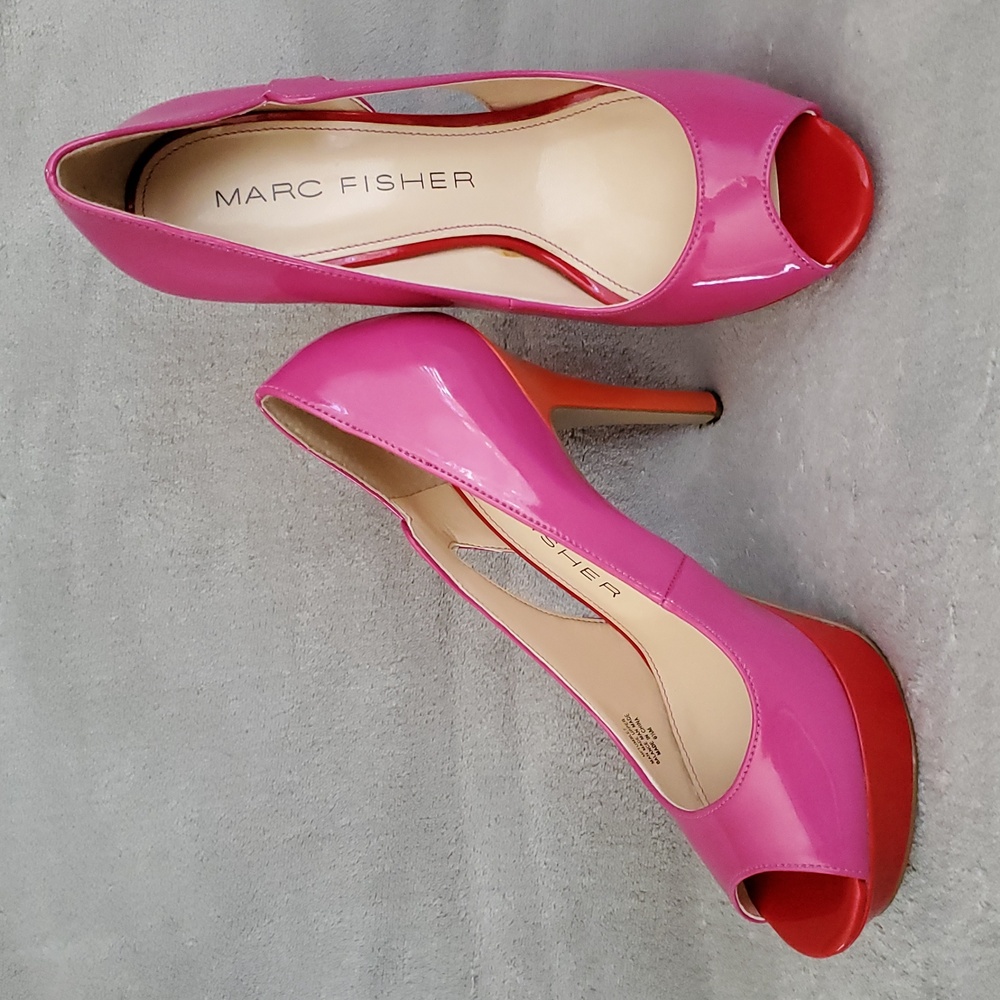 🆕️ MARC FISHER Colorblock Patent Faux Leather Platform Stiletto Heels SIZE: 6½M